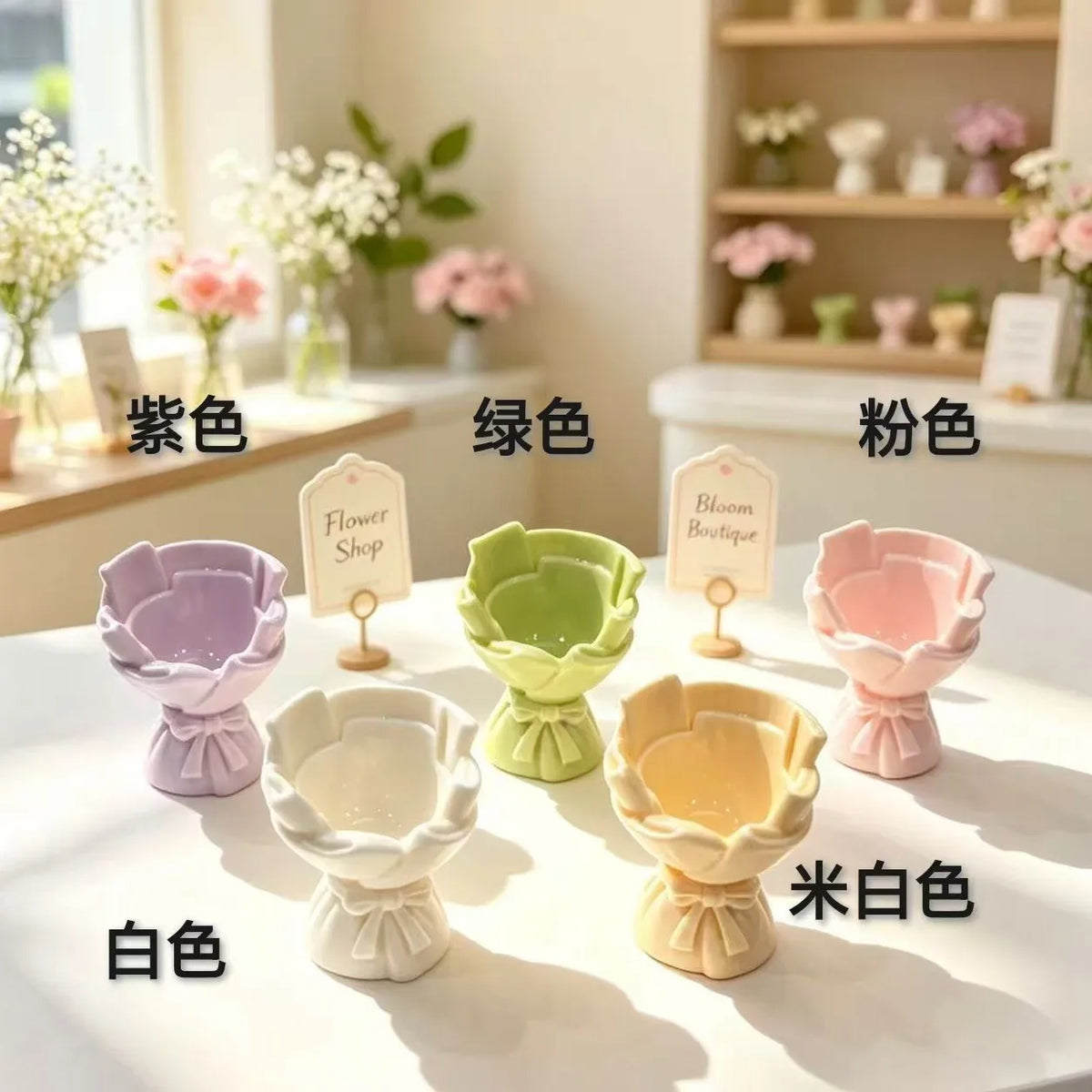 10Pcs Cute Colorful Bouquet Miniature Home Decor Resin Mini Dollhouse For Fairy Garden DIY Desktop Oranment Play Children’s Toy Quake