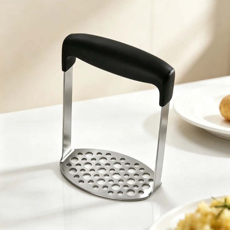 Stainless Steel Potato Masher Manual Food Mud Presser Multi‑Function Kitchen Tool for Sweet Potato Baby Food Mashing Quake
