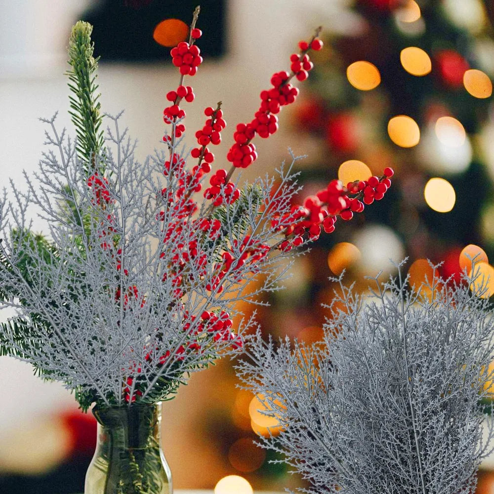 30/5PCS Christmas DIY Artificial Cypress Leaf Wedding Gift Packaging Pine Leaves Fake Plants Christmas Party Dining Table Decor Quake