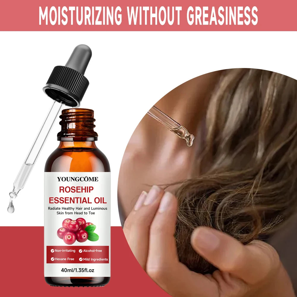 Pure Rosehip Essential Oil Fade Fine Line Lifting Firming Repair Moisturizing Whitening Nourishing Skincare Oil for Hair Face Quake