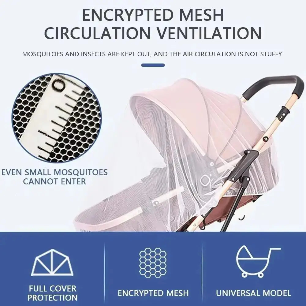 Fully Covered Baby Stroller Mosquito Net Universal Dustproof Baby Cradle Mosquito Net Lightweight Breathable Quake