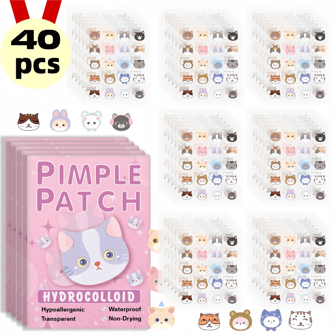 Salicylic Acid Acne Patches - Invisible & Cute Cat-Shaped Stickers to Fight Pimples and Soothe Skin Quake MULTI