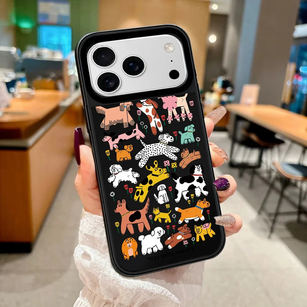 6090493 Mirror Surface Magnetic Phone Case Cover for IPhone 13 14 15 16 17 18 Pro Max Case Cartoon Quake