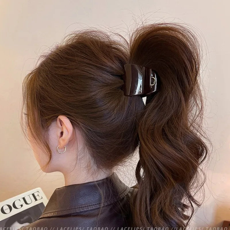 High Ponytail Hair Claw Clip Retro Elegant Hair Crab Clip Small Shark Clip Korean Acetate High Ponytail Holder for Women Girls Quake