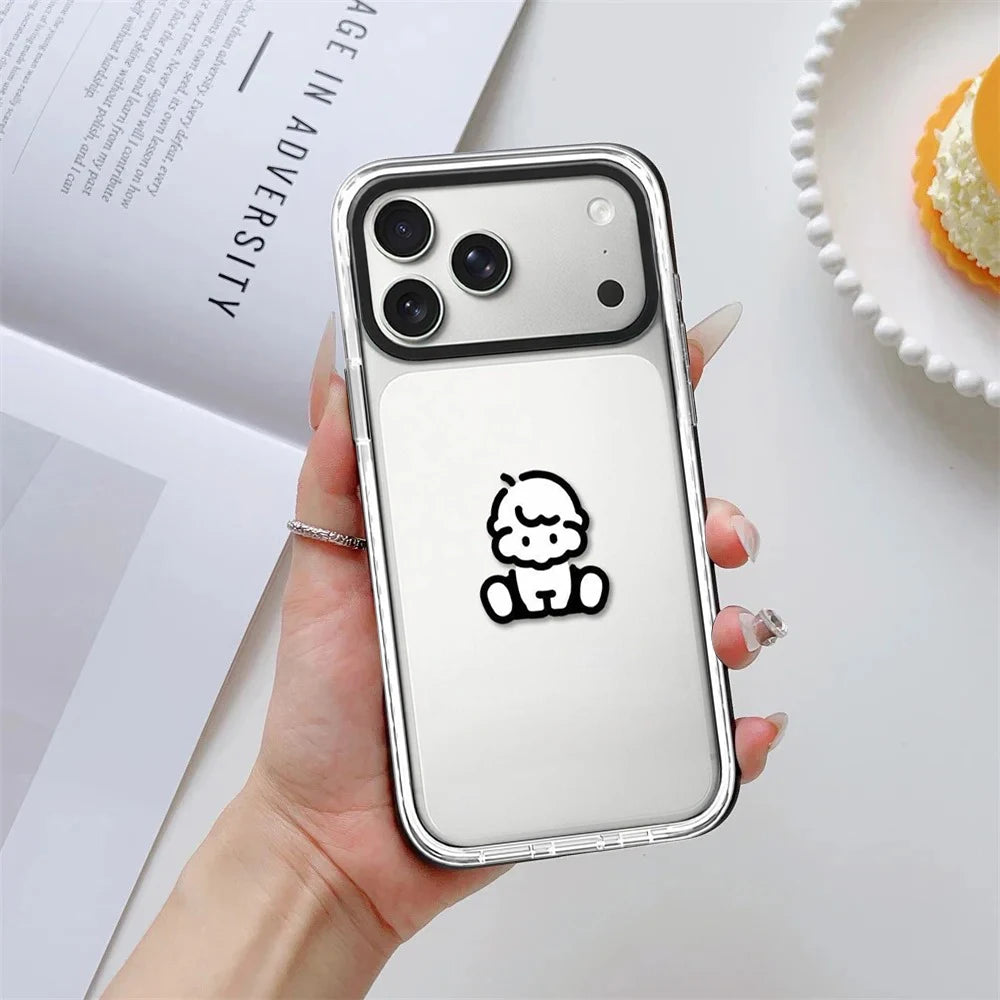 6090674 White Border Magnetic Phone Case Cover for IPhone 13 14 15 16 17 18 Pro Max Case Quake