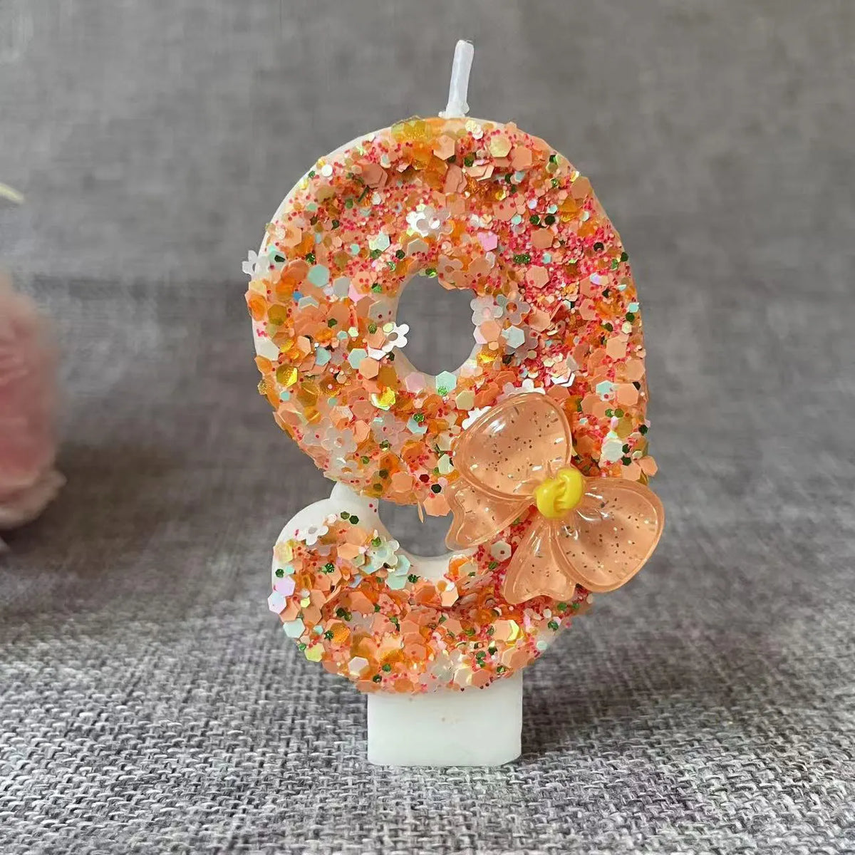 Birthday Candle Bow Orange Creative Ceremony Surprise Digital Decoration Candle Flower Style Quake G