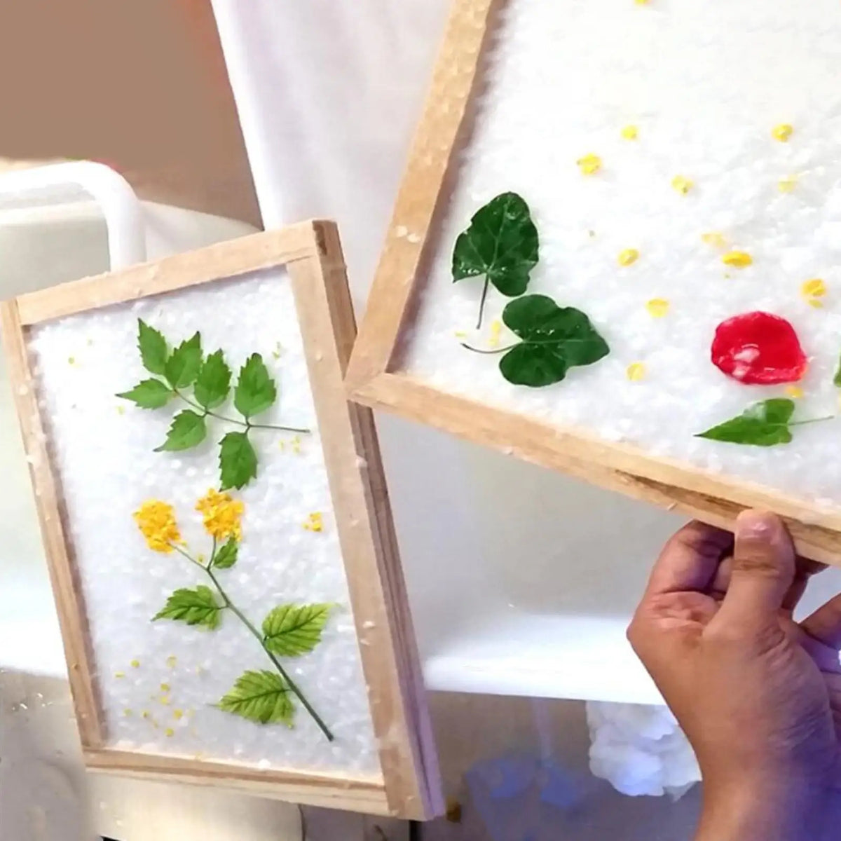 Paper Making Screen Kit Stirrer Dried Flowers Spoon Crafting Supplies Child Mesh Frame DIY Handmade Papermaking Material Package Quake