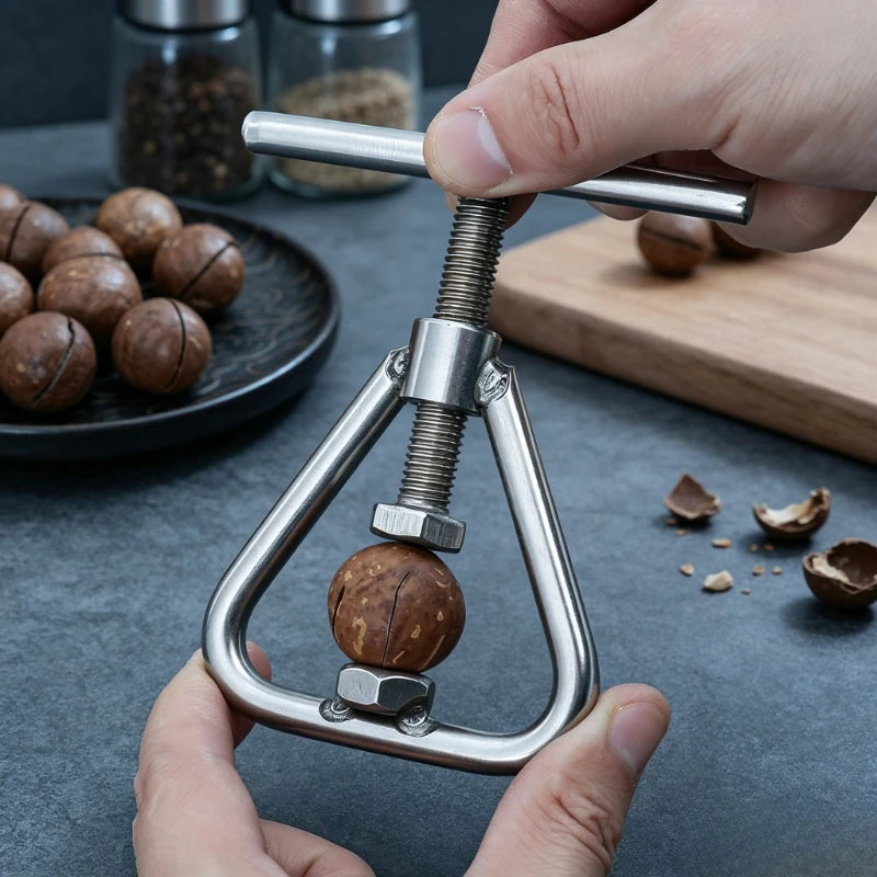 Stainless Steel Triangular Nut Cracker Macadamia Nut Opener Manual Dried Fruit Shell Breaker Walnut Shelling Clip Quake