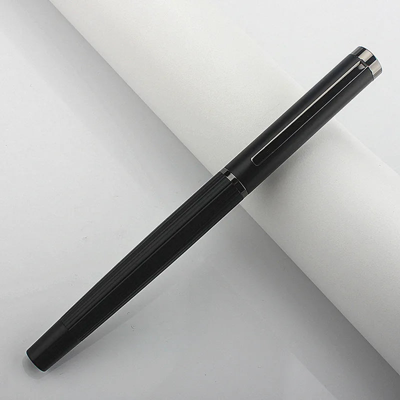 Luxury Quality 6052 Metal Grey Blue EF Nibs Black Fountain Pen EF0.38MM Ink Pens Set Gift Quake