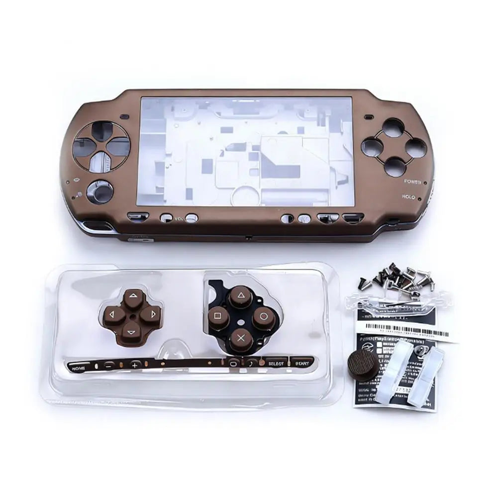 Replacement Full Shell Kit for PSP2000 Console Upper Cover Case Precise Fit Durable ABS Housing Buttons Screws Multi Colors Quake brown