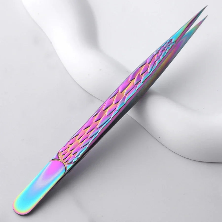 1pc Straight Pointed Tweezers Isolating Tweezers Eyelash Extensions Tip Tweezers Lash Tweezers Pointed Blackhead Remover Quake M379Colored titanium
