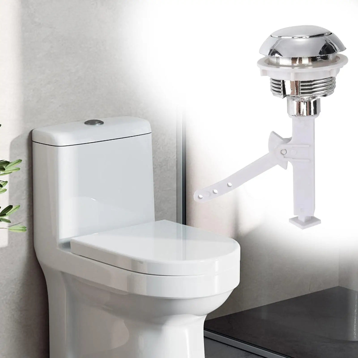 Toilet Flushs Button Heavy Duty Toilet Water Saving Valve Switch Round Head Water Valve Accessory Durable Toilet Push Button Quake Default Title