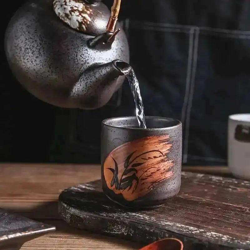 Tea Cup Japanese 200ml Coffee Mug Coarse Ceramic Originality Stackable Water Teacup Sake Wine Cups Friend Gift Quake