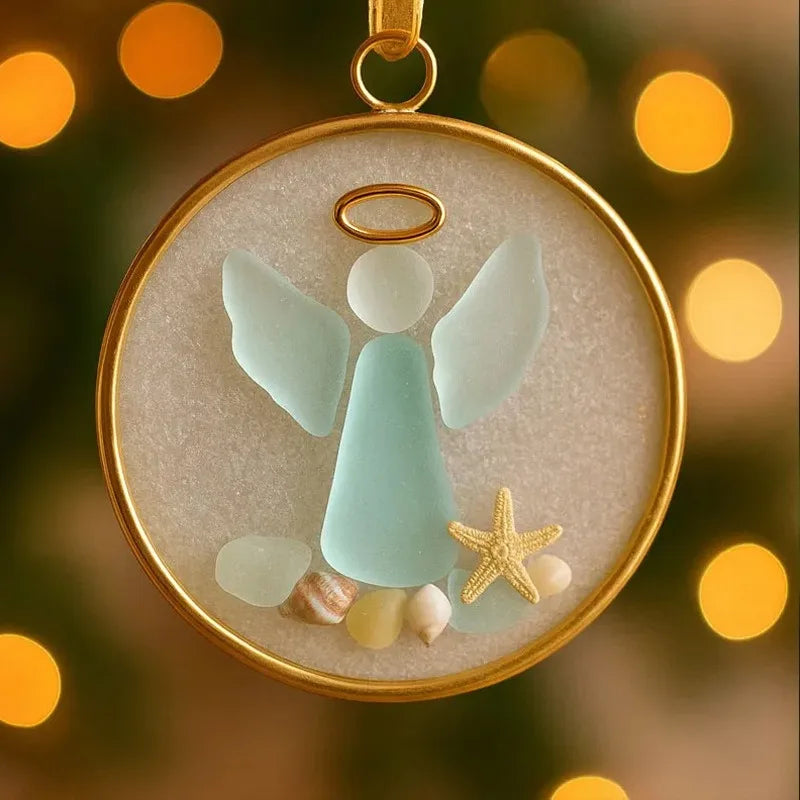 New Christmas Pendant Shell Sea Star Beach Cross Angel Jesus Christmas Tree Decorative Pendant Quake A plane