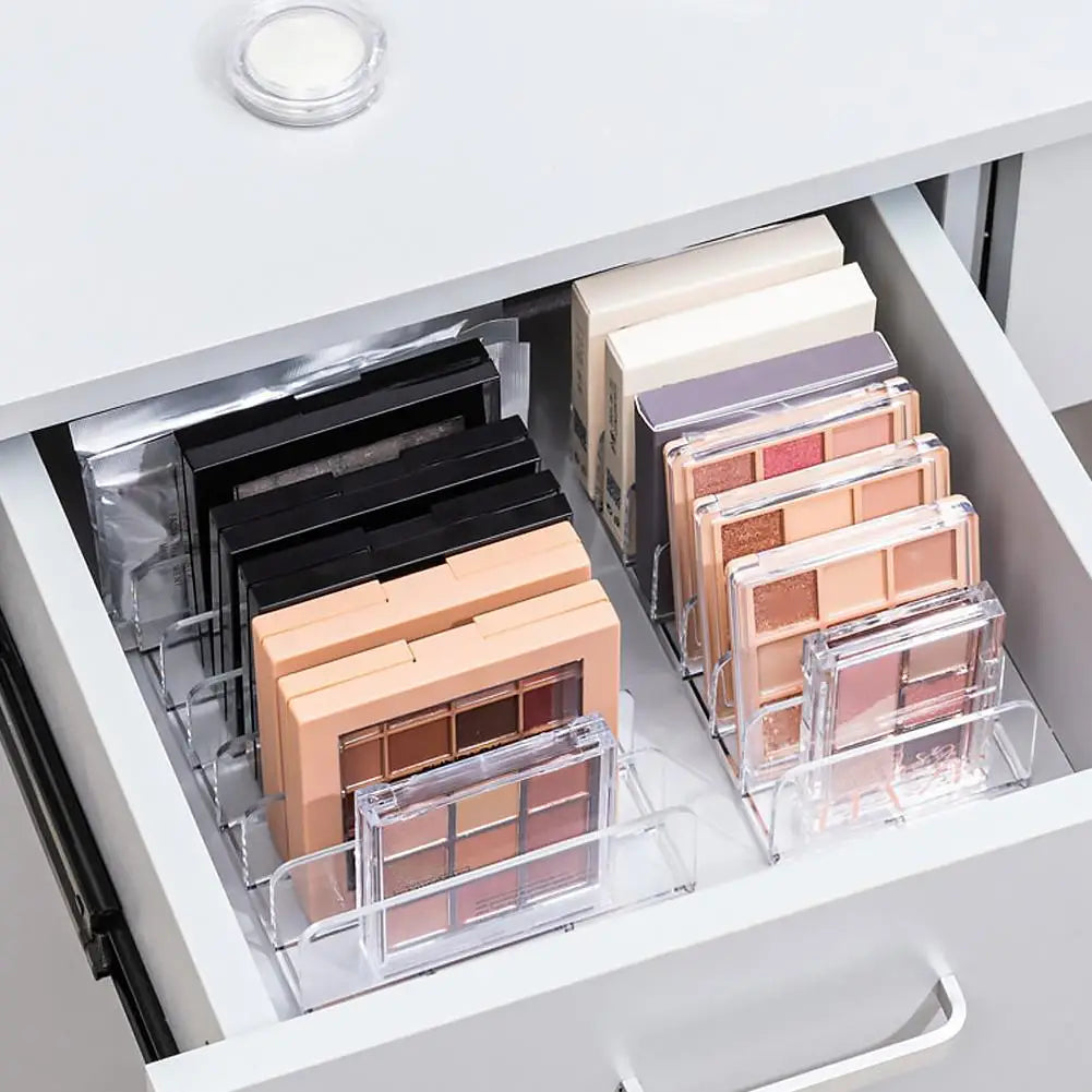 DVD/CD Organizer,Eyeshadow Palette Storage Tray Cosmetics Rack Makeup Tools Compartment Holder Sunglasses Storage Shelf Quake