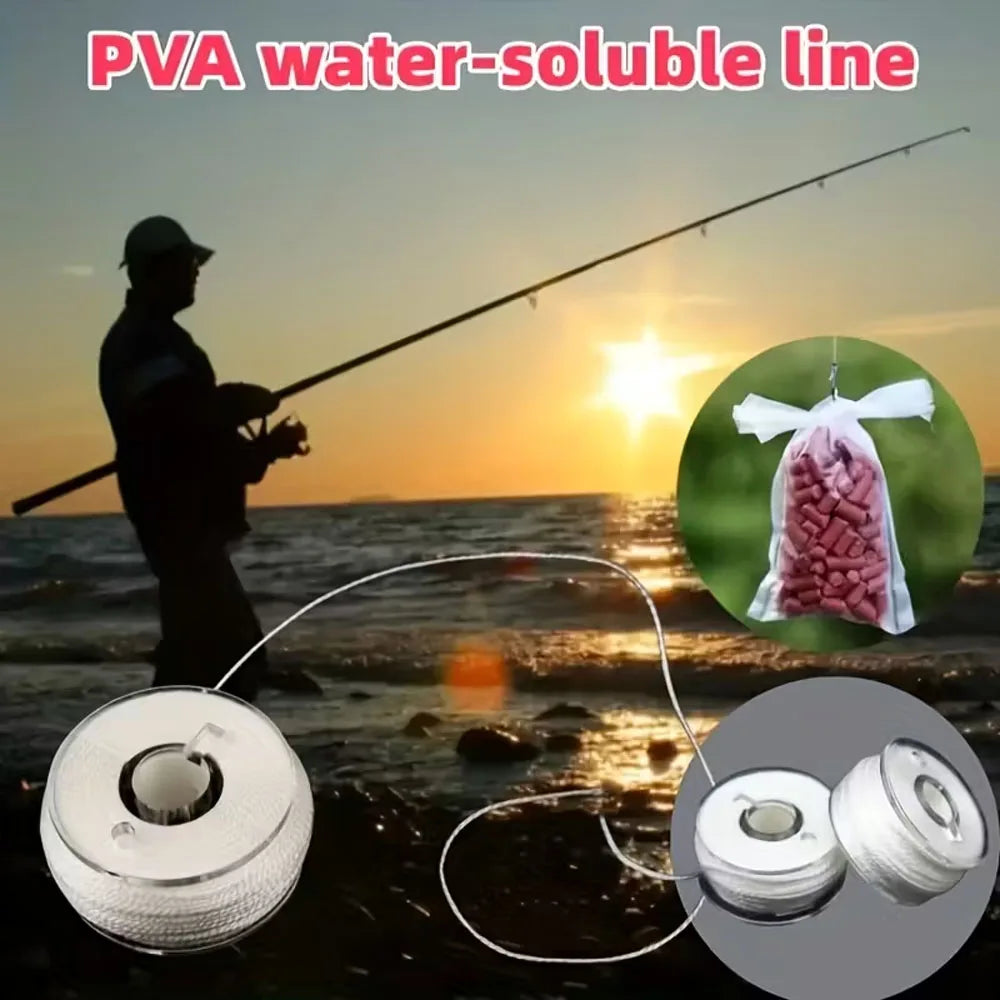 20m X 3 Pva Water-Soluble Fishing Line, 8-Strand, for European Carp Fishing Baiting, Freshwater Fishing Gear, Smooth Casting Lin Quake
