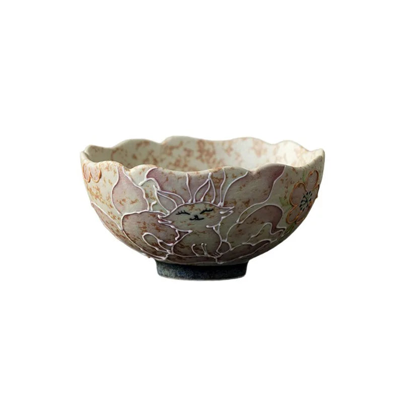 Hand-painted Nine-tailed Ceramic Tea Cup Floral Rim Master Cup Tea Tasting Cup Kung Fu Teacup Чайная чашка Quake