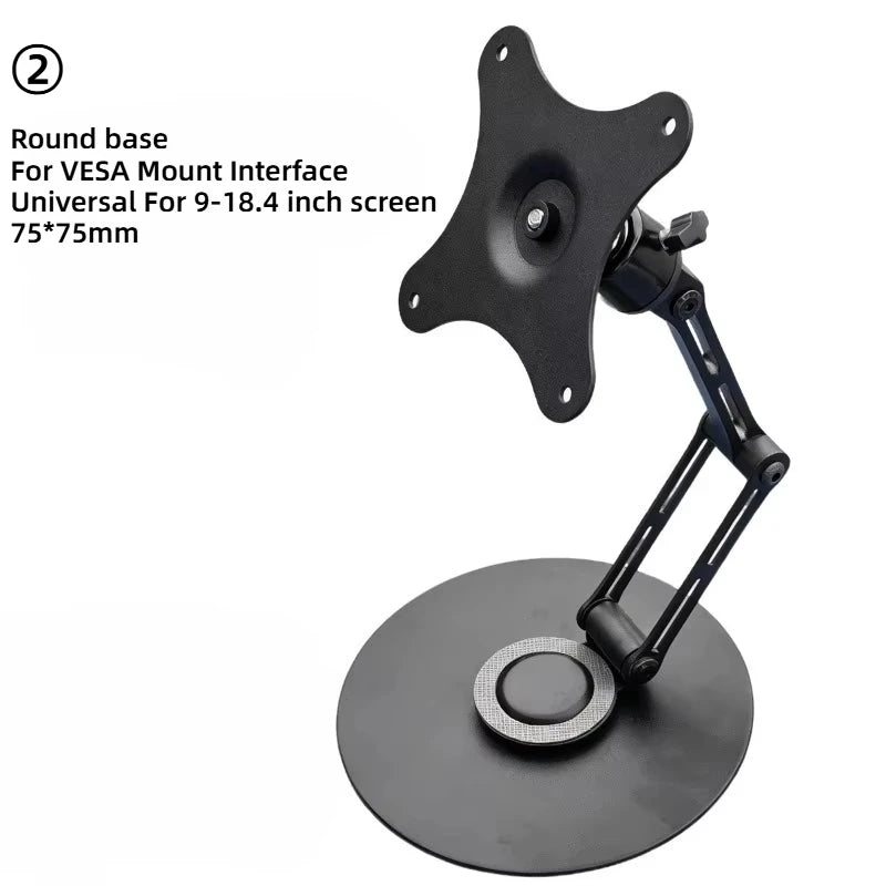 Monitor Foldable Arm Portable Monitor Pad Stand With 360 Rotation Tablet Support Displays Articulated Arm Monitor Accessories Quake Round 75mm