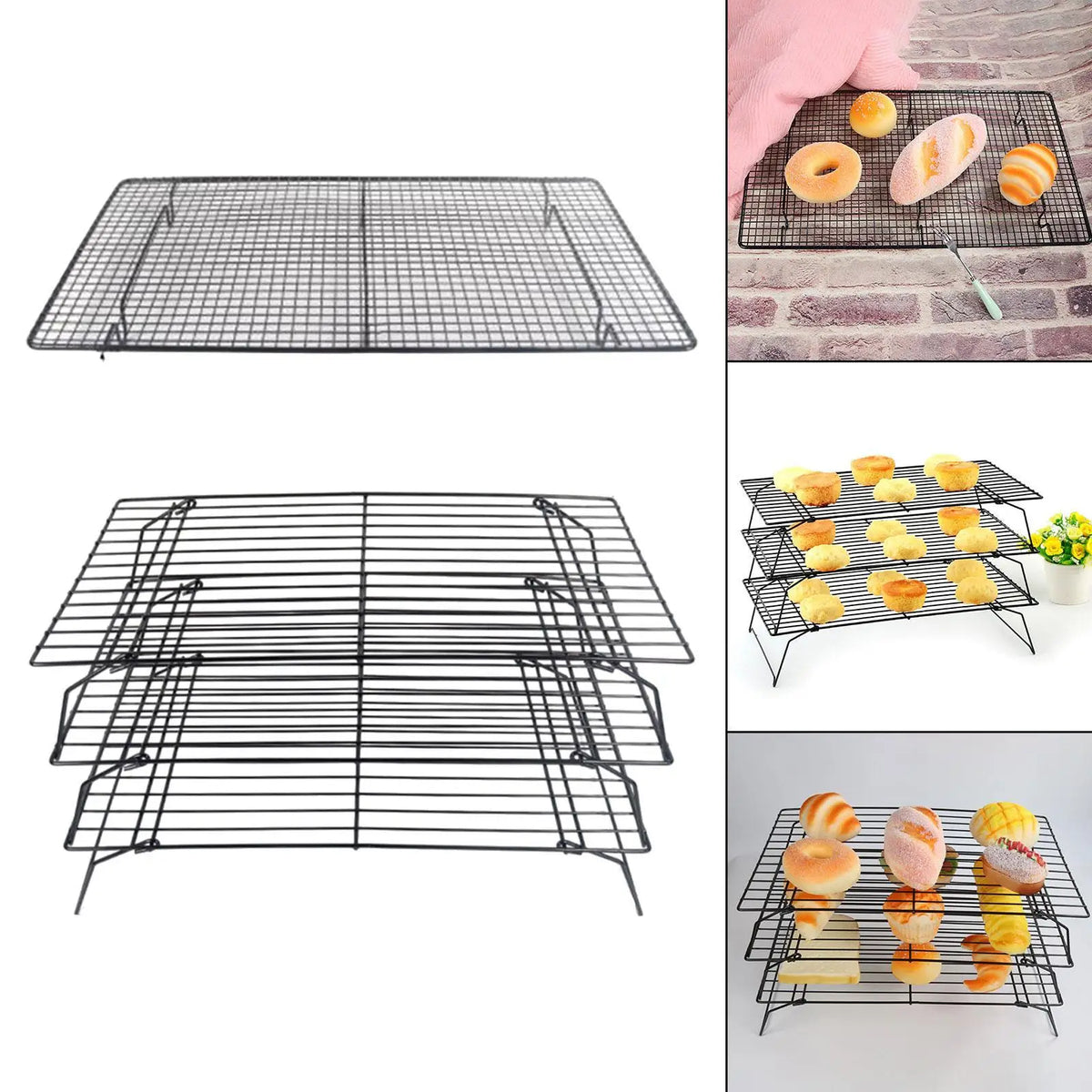Baking Rack Easy to Clean Small Heavy Duty Roasting Cooling Wire Roasting Rack Cookies Cooling Rack for Cake Pizza Bread Biscuit Quake