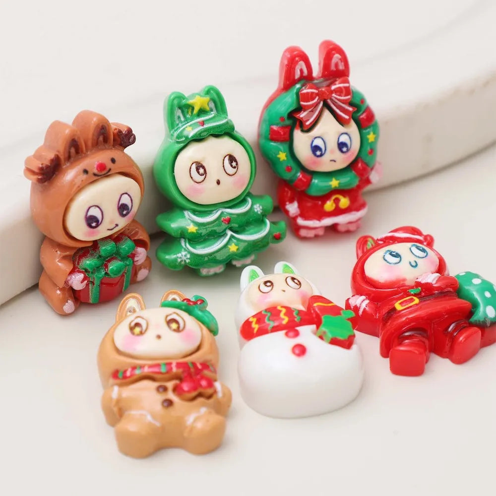 Christmas Resin Doll Cartoon Resin Charms DIY Necklace Bracelet Earrings Keychain Pendant Accessories Festive Gift Decoration Quake