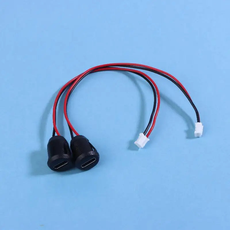 2/5/10PCS USB-C Connector Type-C Female Chassis 2 Pin Type-C Female Socket Connector Waterproof Jack Female Charging Port 3A Quake 2Pcs Black