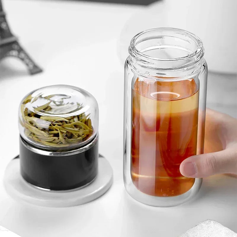 Tea Separation Tea Cup Men's High-end Personal Use Double-layer Glass Heat-resistant and Explosion-proof Water Cup Quake