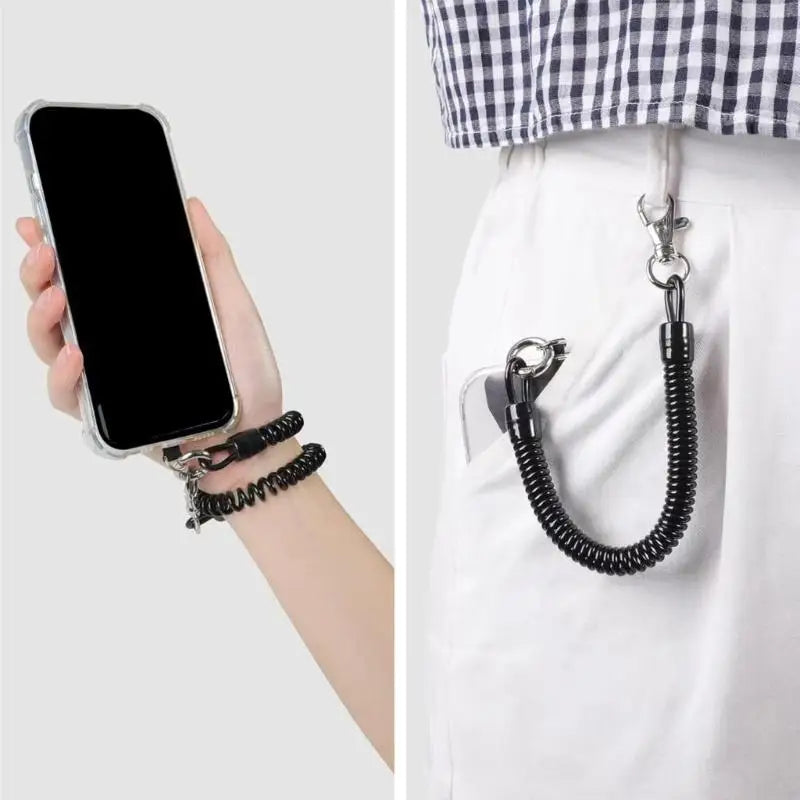 Anti Lost Phone Lanyard Tether for Most Retractable Stretchy Strap with Patches & Carabiner for Outdoor K1KF Quake China Mainland