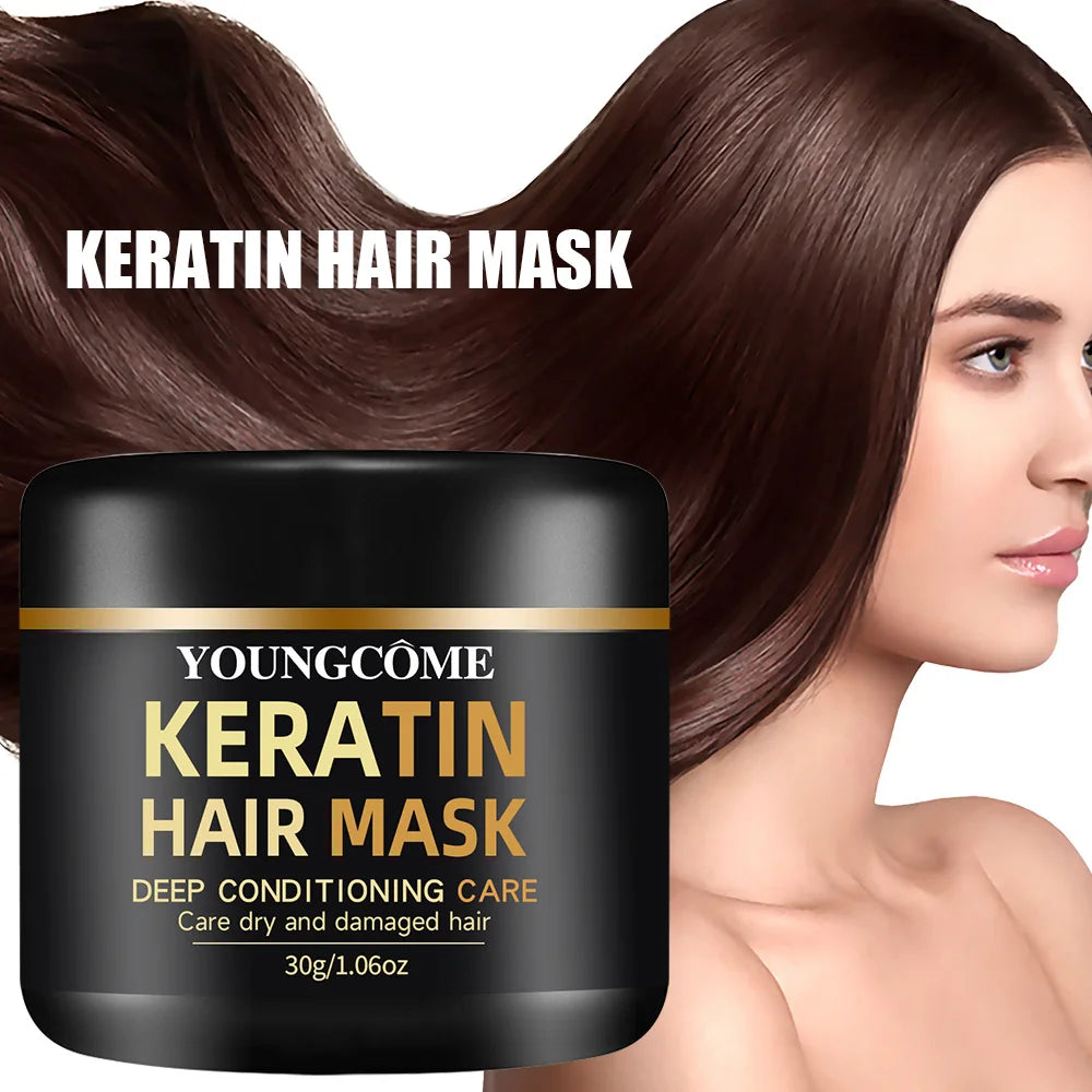 Natural Formula Keratin Hair Mask Repair Damage Dry Split Hair Nourishing Moisturizing Treatment Shiny Deep Hair Care Mask Quake 60G
