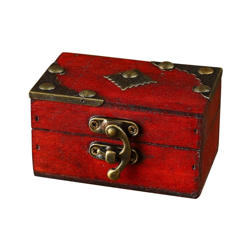 Vintage Wooden Storage Box with Lock Retro Jewelry Chest Treasure Case for Decor Escape Room and Dressing Table Quake