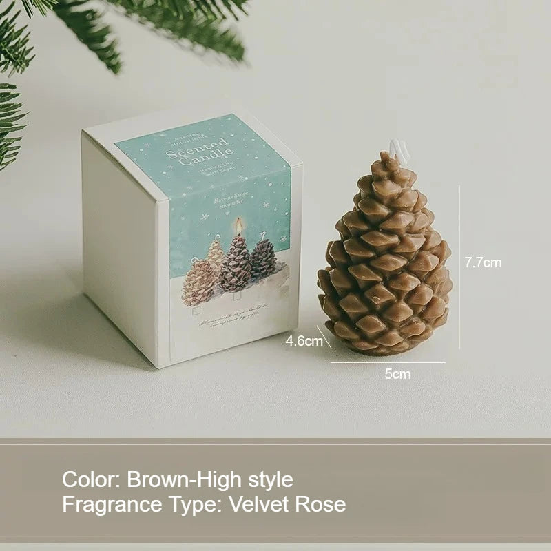 1pc Pinecone Aromatherapy Candle Shaped Decorative Ornament Creative Gift Desktop Prop Decoration Quake Tall - A