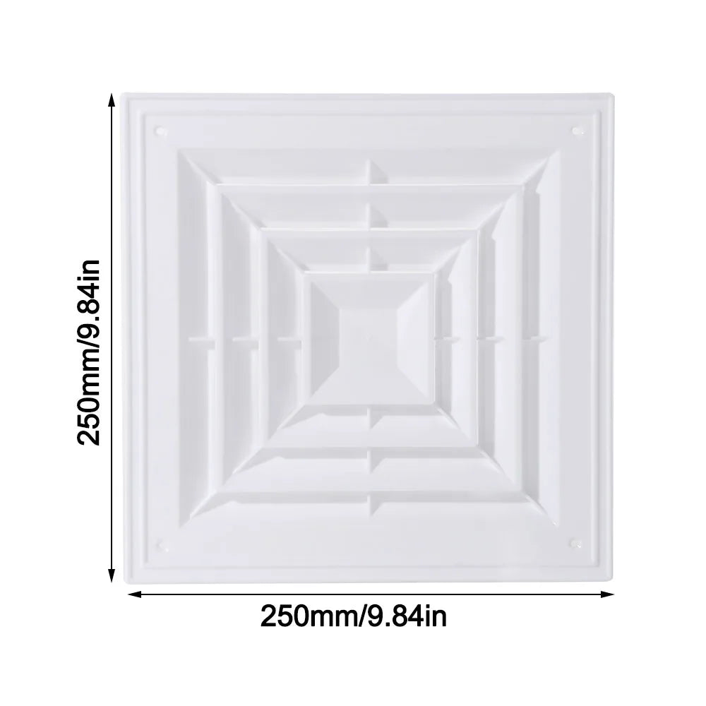 New Plastic Air Vent Grille With Flaps Square Ventilation Cover Silent Operation White Duct Heating Vents Bathroom Quake 250x250mm