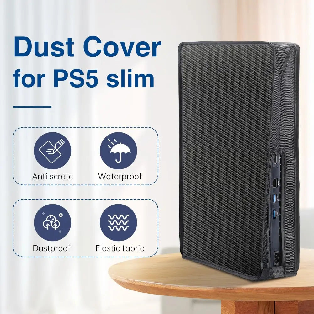 PS5 Slim Dust Protector Custom Designed Compatible with DualSense5 Slim Disc & Digital Edition with Thick Cotton Quake
