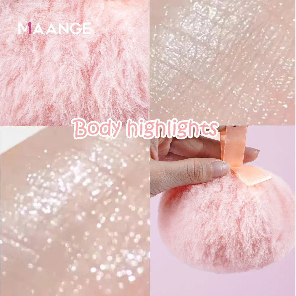 Big Fluffy Glitter Powder Puff Round Body Powder Puff with Portable Makeup Puff for Face Body Glitter Highlighter Makeup Powder Quake