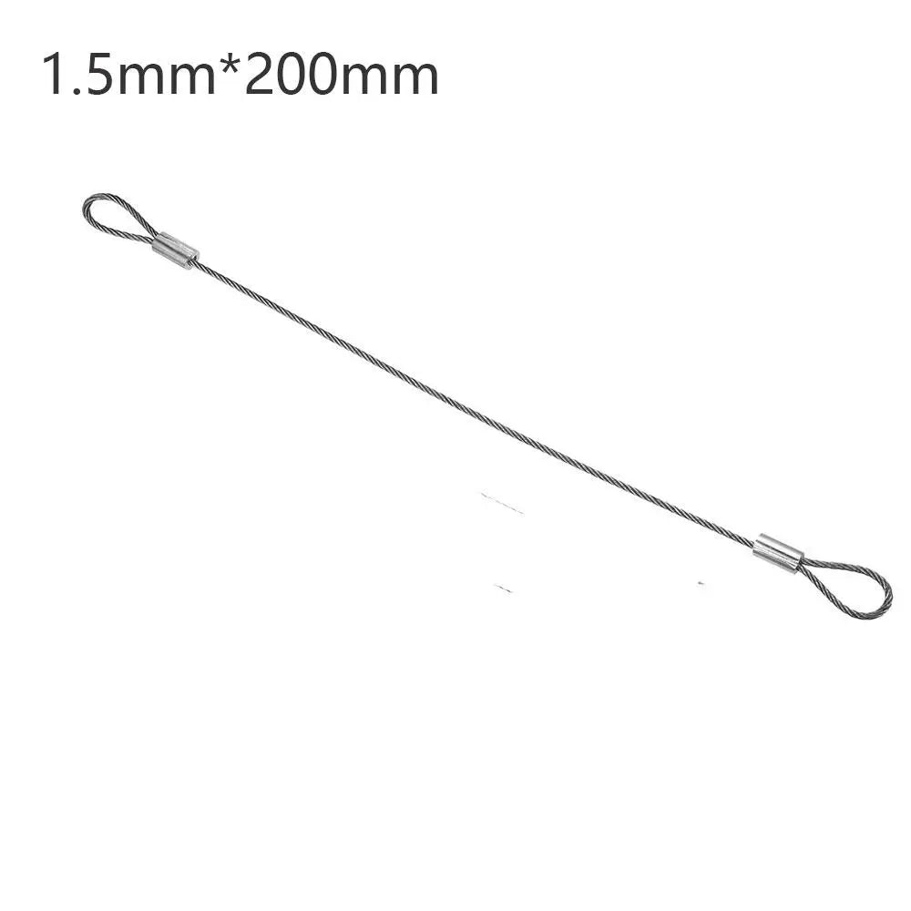 Convenient 20cmx2mm Safety Security Cable Wire Stainless Steel Sliver Stage Lights Rope Double Loop Daily Quake 1PC-1.5mm