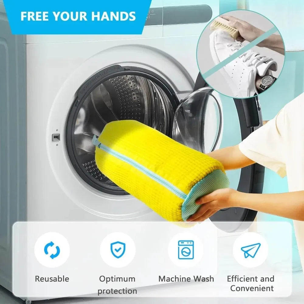 Wash Shoes Bag Padded Net Laundry Shoes Protector Fluffy fibers Polyester Washing Shoes Machine Laundry Bag Drying Bags 1PCS Quake