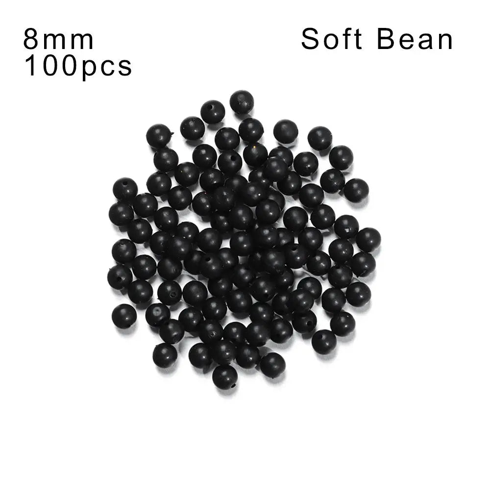 High Quality Plastic Stoppers Night Black Fishing Floats Beads Round Soft and hard bean Quake Soft Bean-8mm