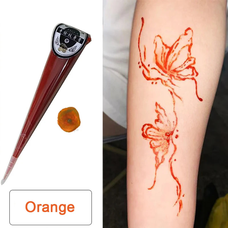 Temporary Cream Semi-Hand-Painted Cream Tattoo Cream Smear Tattoo Color Material India Painting Color DIY Tattoo Cone Body Art Quake orange