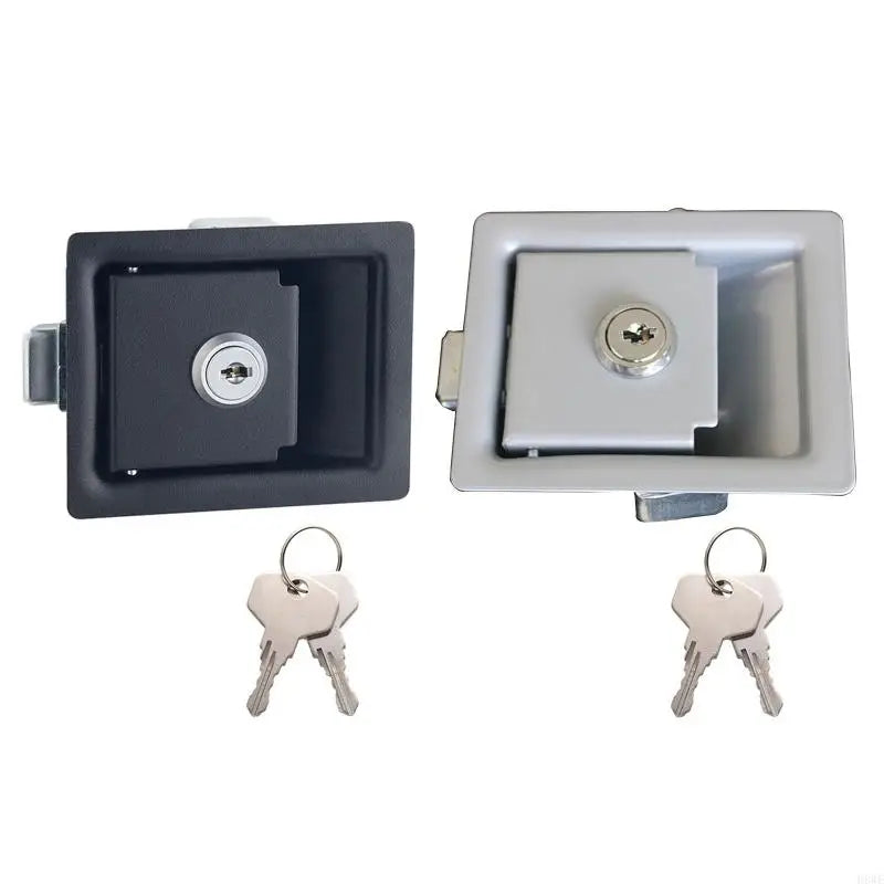 H8WE Upgraded RV Door Lock Black Trailer Door Lock with Paddle Entrance Door for Latch for Trailer Quake