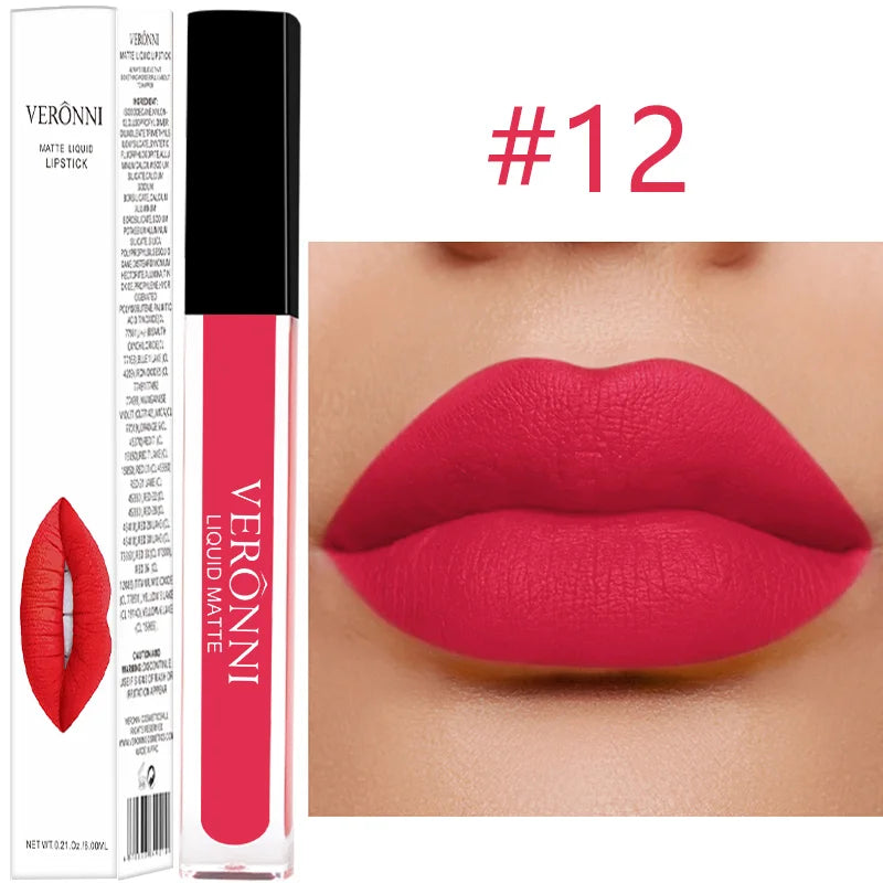 14 Color Liquid Matte Lipsticks Long Lasting Velvet Lip gloss Non Stick Cup Waterproof Beauty Cosmetics Makeup for Women Lip Quake 12