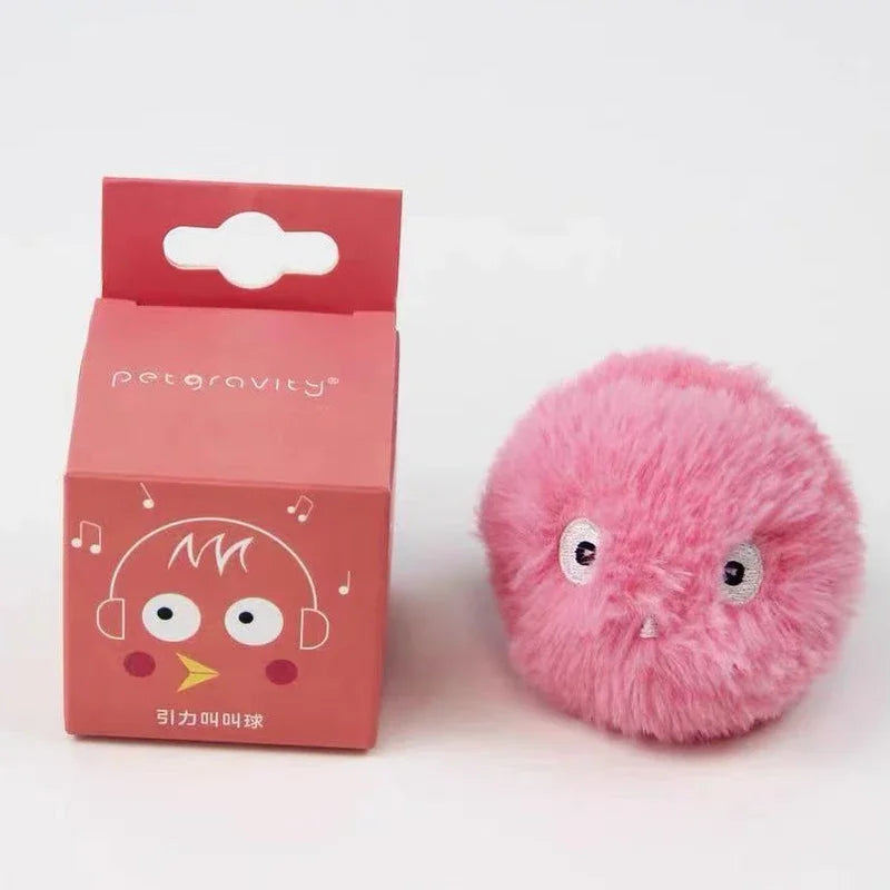 Smart Cat Toys Plush Electric Catnip Training Toy Kitten Touch Sounding Pet Product Squeak Toy Ball Quake Pink