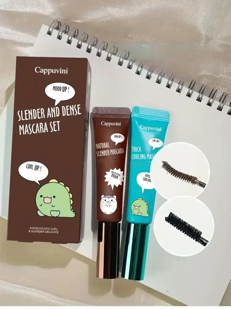 Slimming and Volume Mascara Set - Brown and Black Mascara Set,Waterproof and Long-Lasting Curl Non-smudge Eyelash Makeup Mascara Quake