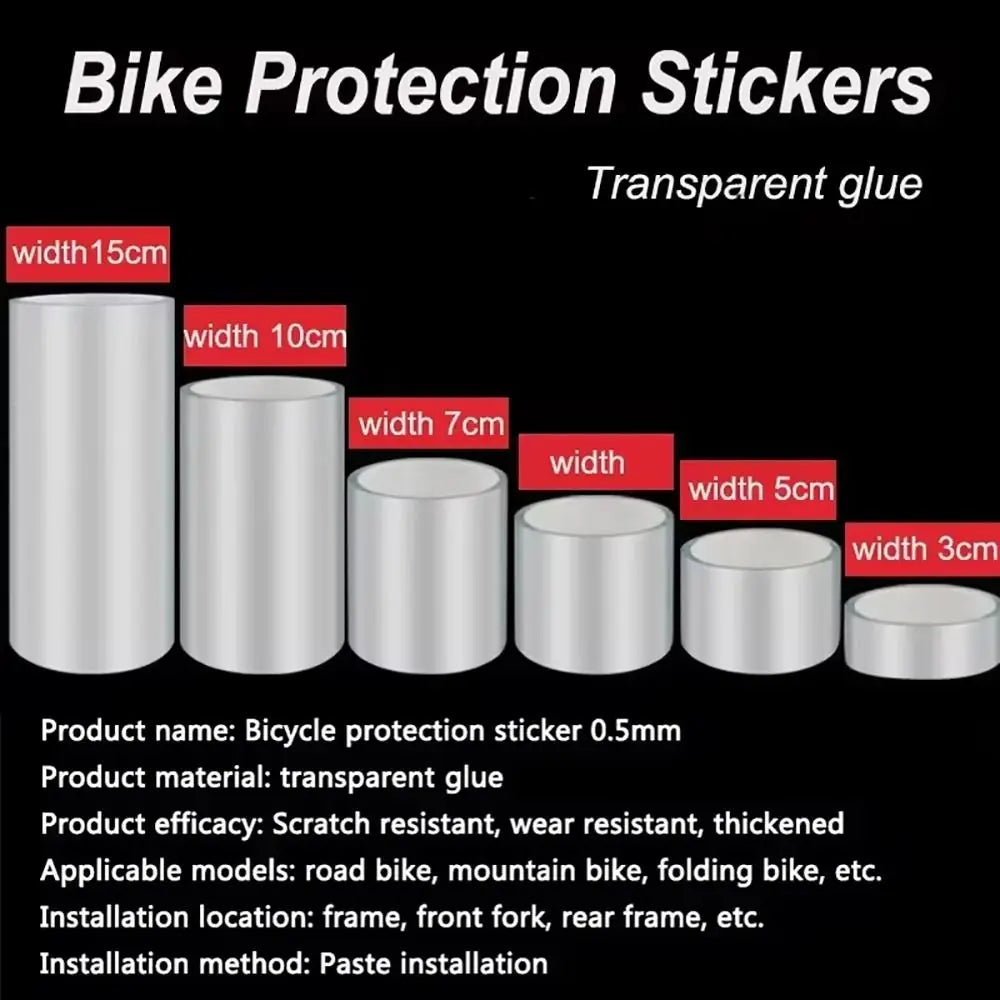 1Roll Bike Frame Protector Transparent Protective Film Riding Decoration 2/3/5/7/10cm Width Bicycle Protection Stickers Quake