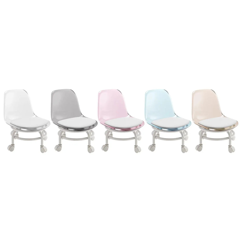 Rotating Low Stool Chair with Backrest PU Leather Ergonomic Roller Seat for Salon Spa Home Office Cleaning Quake
