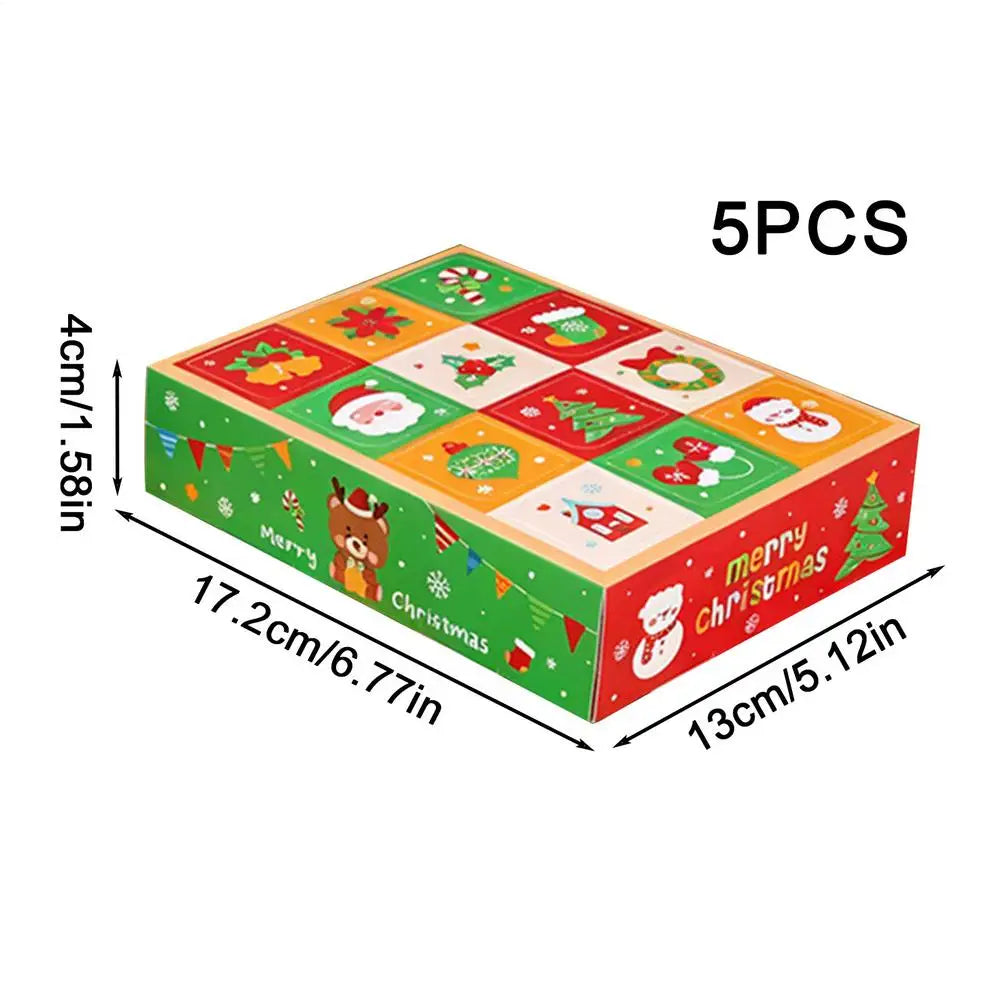 Empty Calendar Advent 5 Piece Christmas Countdown Decoration Boxes Empty Calendars Advent to Fill for Holiday Winter Family Kids Quake Green L