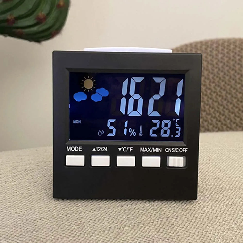 Electronic Alarm Clock with Backlit Thermometer and Hygrometer Voice Controlled Accurate Time and Temperature Reading Quake
