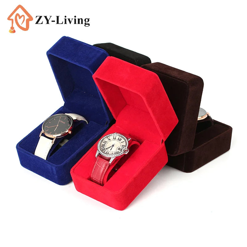 1Pcs Watch Box Fashion Velvet Round Corner Smartwatch Clock Storage Case Jewelry Accessories Business Packaging Boxes Quake