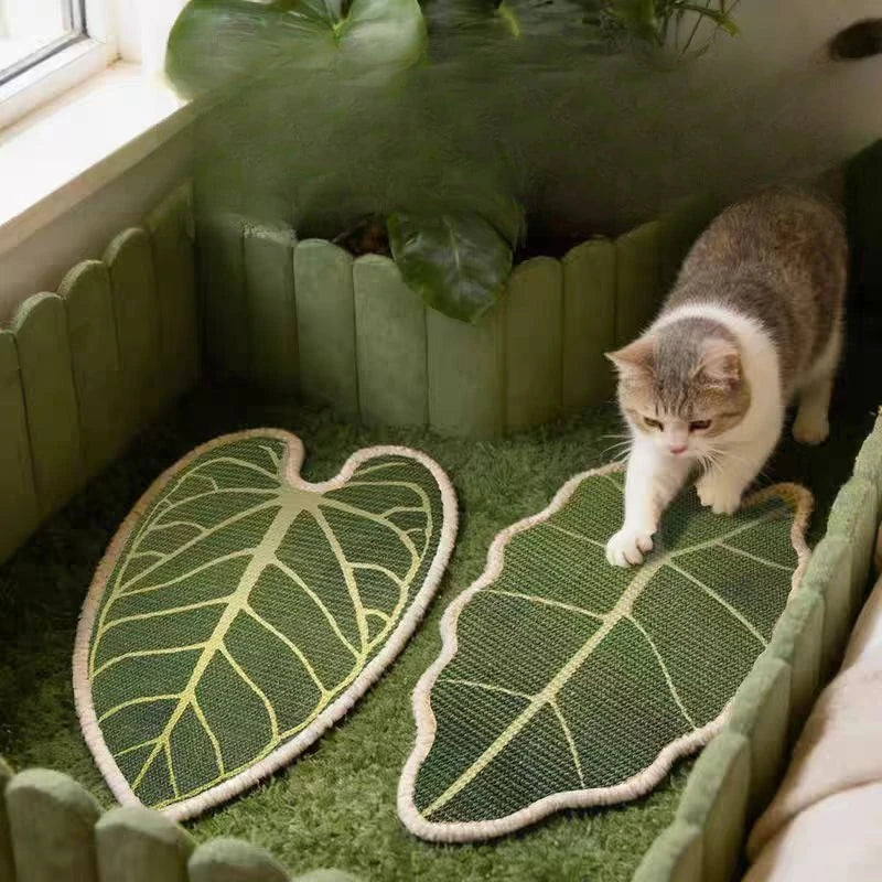 1PC Natural Sisal Leaf Shaped Cat Scratcher Wall Mountable Durable Cat Toy for Cats Grinding Claws No Scraps Falling Quake