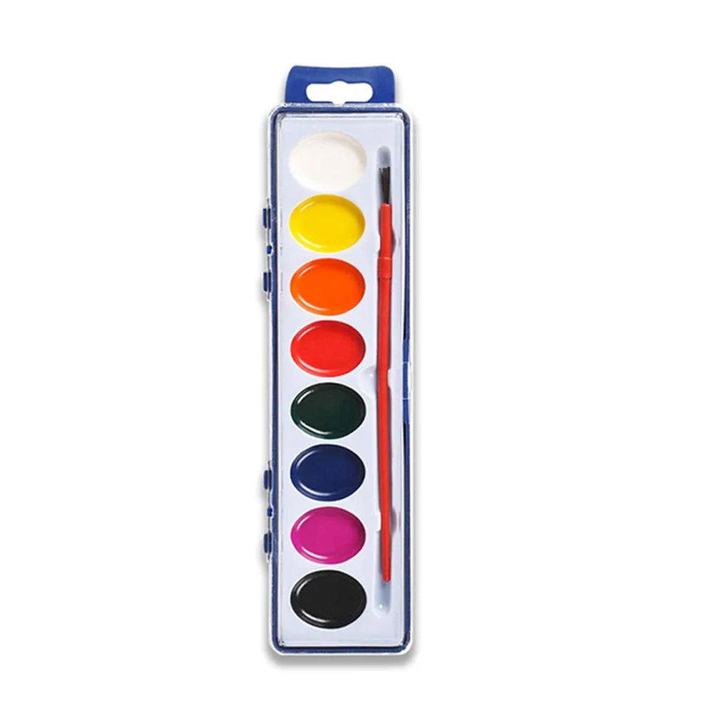 Washable Watercolor Paint Set With Water Brush Pen 8/12/16 Colors Watercolor Paint Palette Portable Water Color Paints Quake 8 Colors