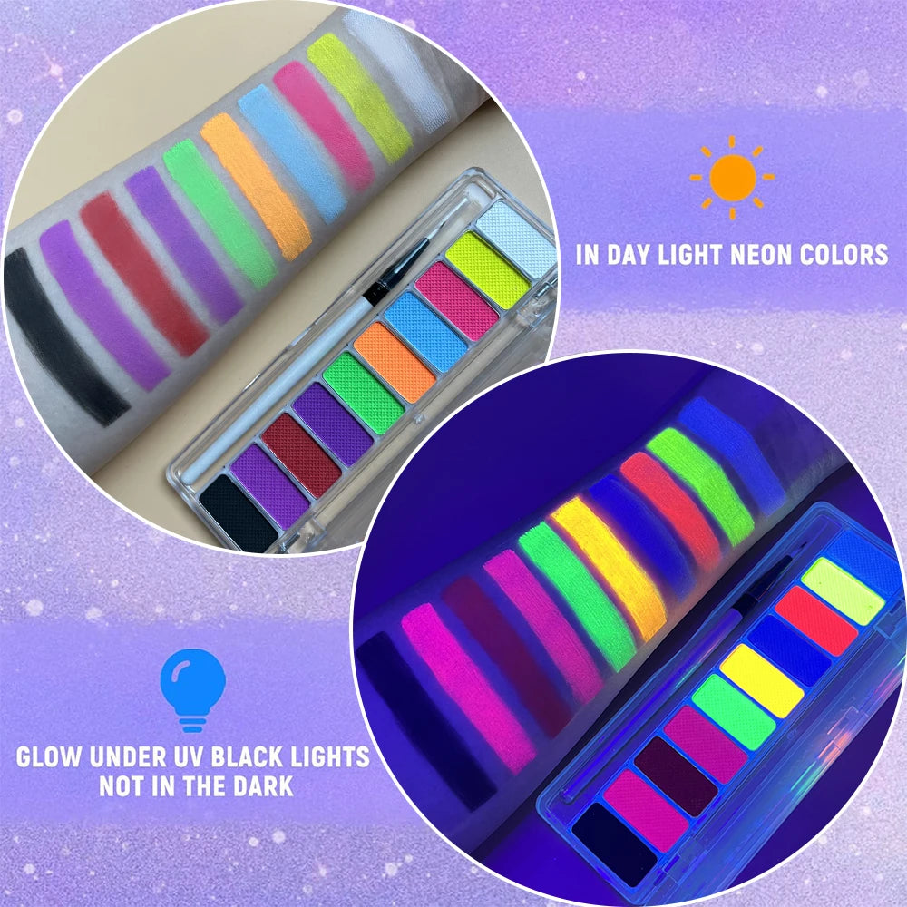 10 Colors Water-soluble Neon UV Luminous Face Body Painting Paste Stage Show Makeup Eyeliner Eyeshadow Glow Fluorescent Quake