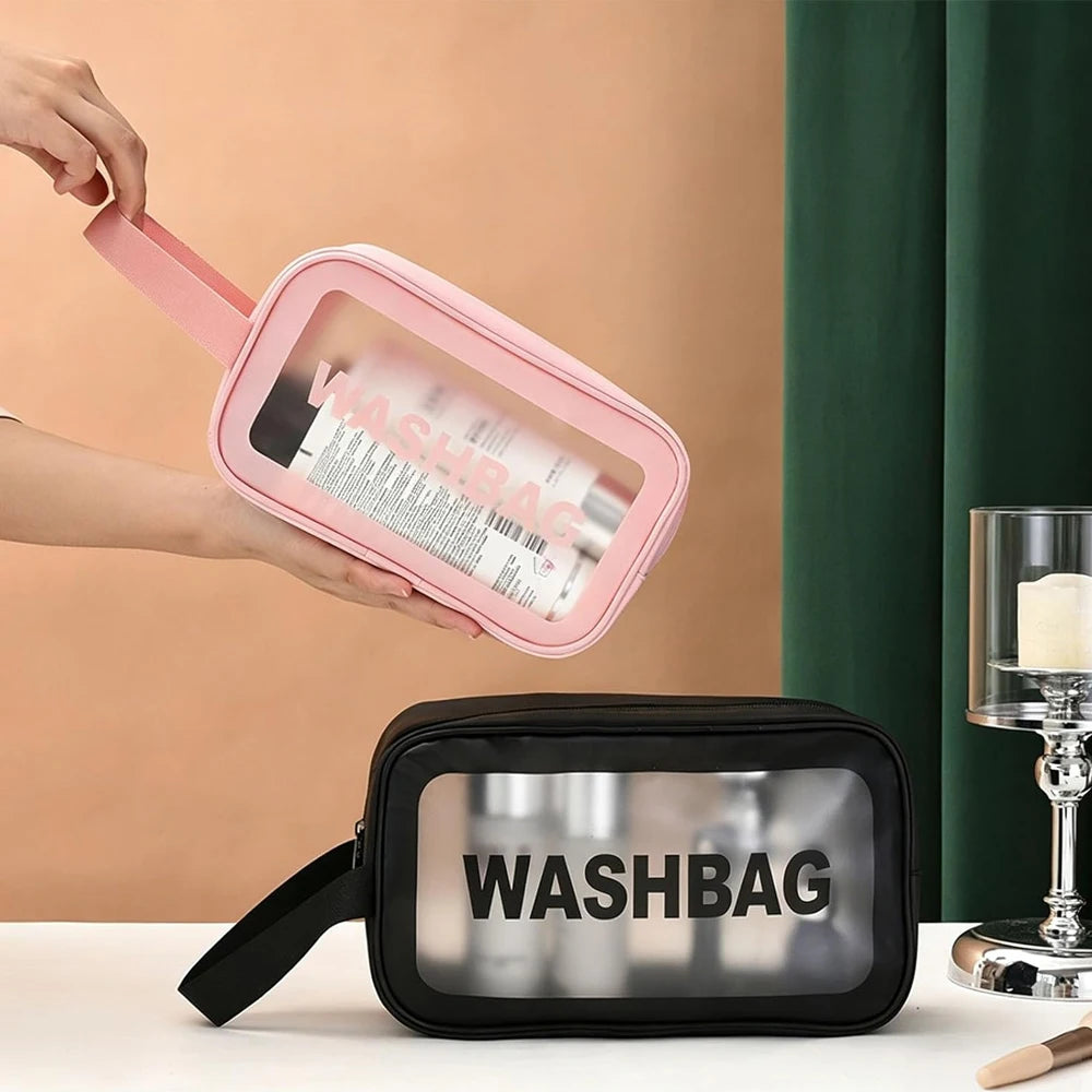 3pcs Transparent Makeup Bag Large Capacity Portable Cosmetic Storage Bag for Travel, Fitness & Swimming Quake